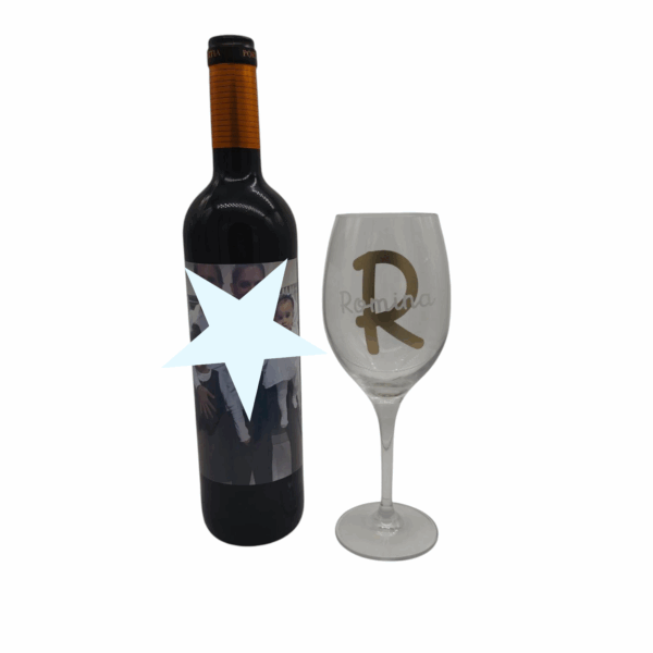 BOTELLA DE VINO CON FOTO + COPA